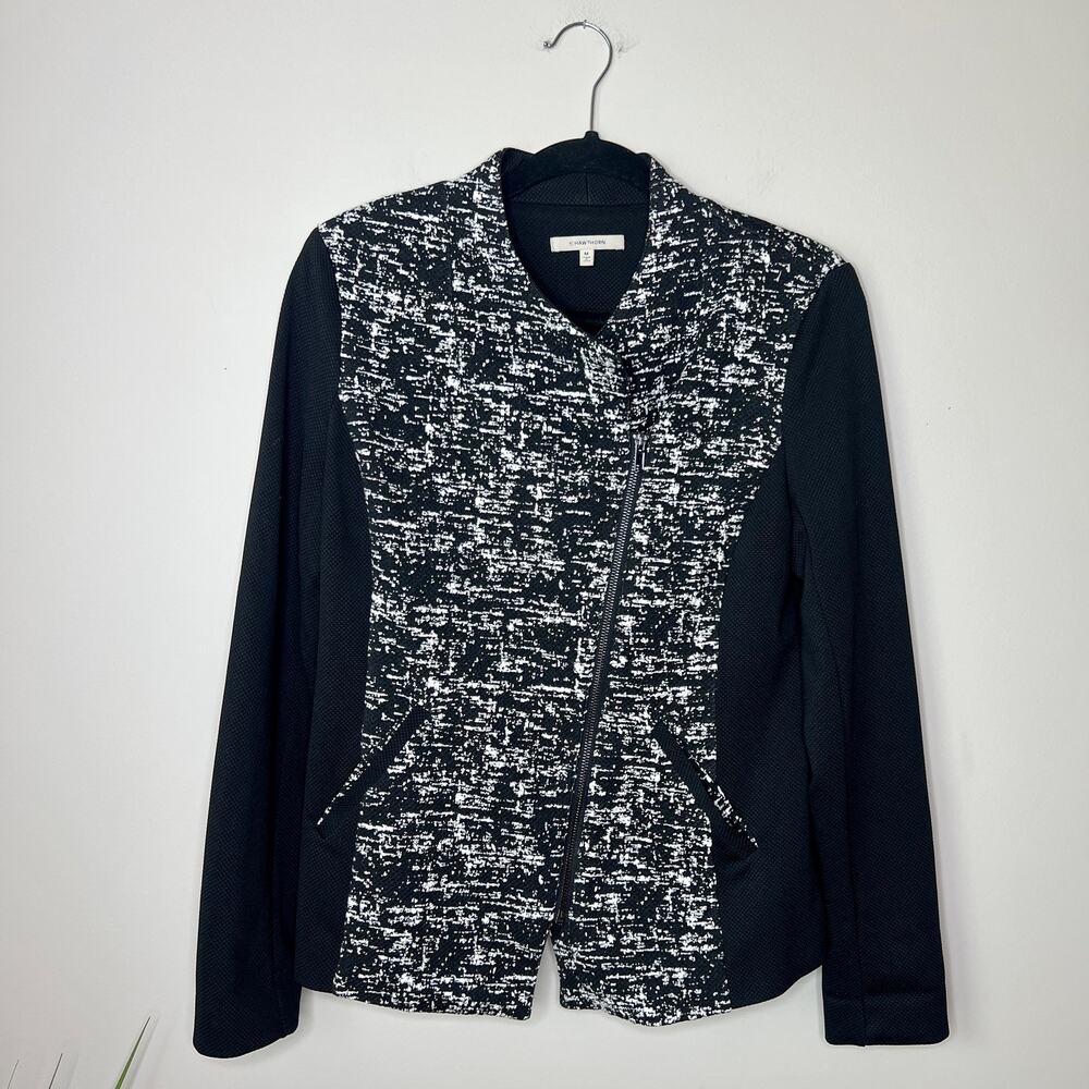 41 Hawthorn Asymmetrical Black White Marled‎ Moto Blazer Jacket Size Medium
